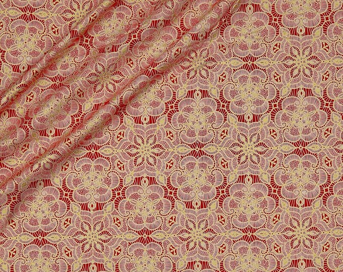 Quilting Treasures Luminous Lace Medallion Blender Metallic (NOT ACTUAL LACE) Premium Quality 100% Cotton Fabric (QT953)