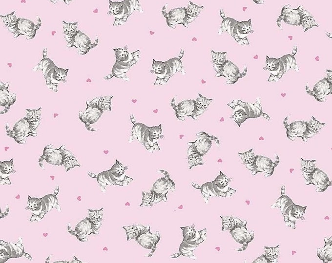 Timeless Treasures Tossed Cat Dolls Pink Premium Premium Quality 100% Cotton Fabric (TT10XX)