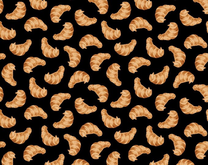 Windham Fabrics Coffee Shop Mini Croissant Tossed Black Premium Quality 100% Cotton Fabric (M7XX)