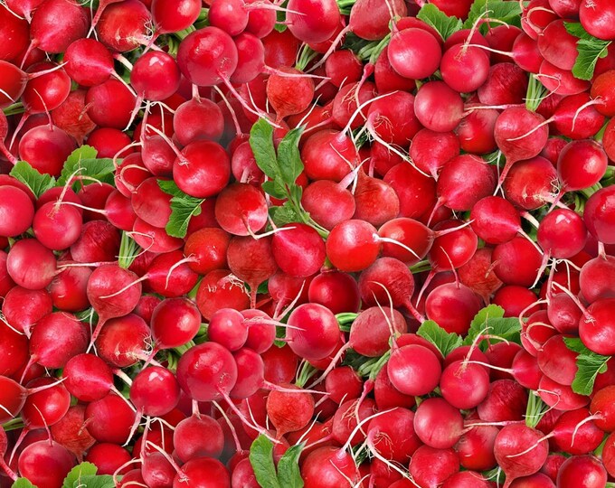 Elizabeth's Studio Food Festival Radishes Red Premium Quality 100% Cotton Fabric