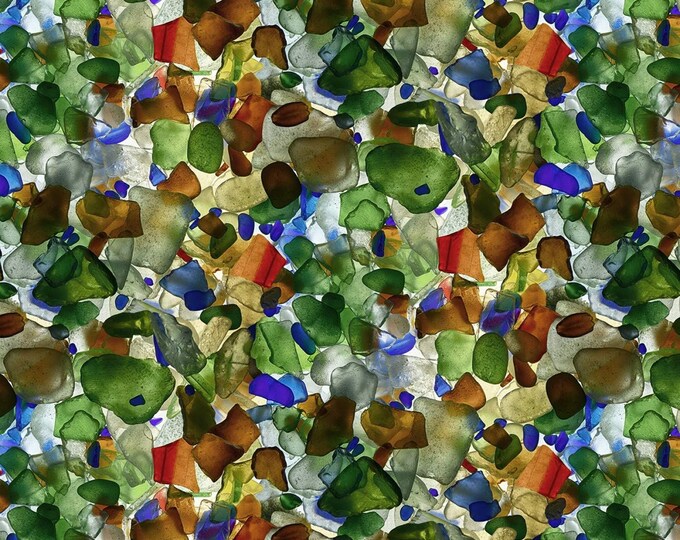 Windham Fabrics Landscapes Mermaids Tail Multicolor Pebbles Premium Quality 100% Cotton Fabric (M55KK)