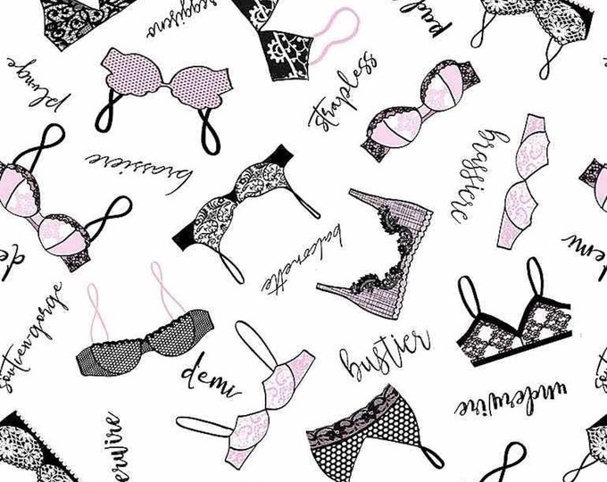 Timeless Treasures Tossed Bras White Premium Quality 100% Cotton Fabric (TT4XX)