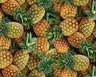 Elizabeth's Studio Food Festival Gold Pineapples 596 Premium Quality 100% Cotton Fabric (ES487)