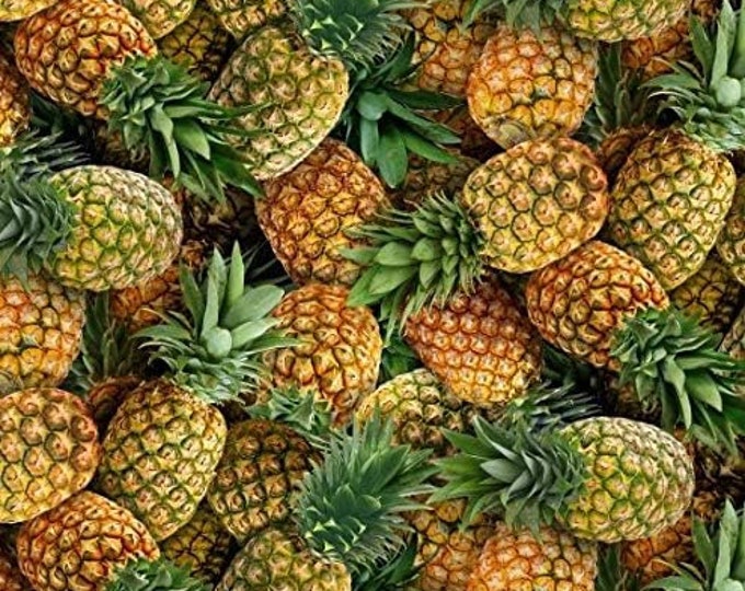 Elizabeth's Studio Food Festival Gold Pineapples 596 Premium Quality 100% Cotton Fabric (ES487)