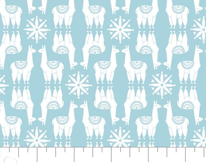 Camelot Fabrics Llama Drama Proud Llamas Light Blue Premium Quality 100% Cotton Fabric (CA995KK)