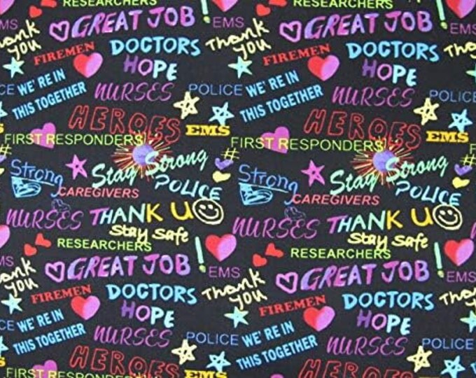 45" Wide Thank You to Our Heroes Multi Premium Quality 100% Cotton Fabric (WF23)