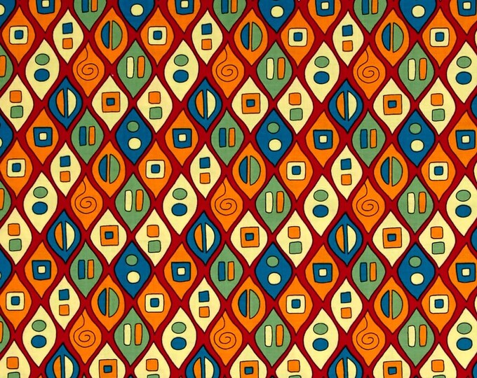 Quilting Treasure June Bee Esme Diamond Geo Red Premium Quality 100% Cotton Fabric (QT788)