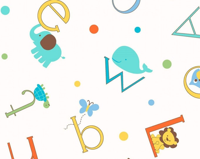 Springs Creative Alphabet Zoo toss Premium Quality 100% Cotton Fabric (SC478AA)