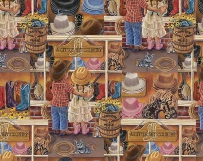 David Textiles Country Style Patch Boots & Hats Digital Premium Quality 100% Cotton Fabric (DA148)