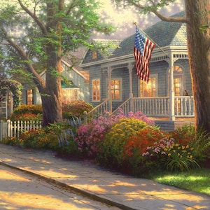 Hometown Pride Thomas Kinkade David Textile 100% Cotton Fabric By The Panel 35&quot; x 42&quot; (DA127)