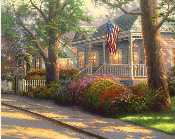 Hometown Pride Thomas Kinkade David Textile 100% Cotton Fabric By The Panel 35" x 42" (DA127)