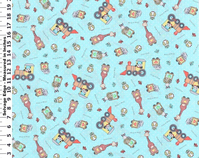 Springs Creative Nursery Bazoople Choo Choo Toss Premium Quality 100% Cotton Fabric (SC589)