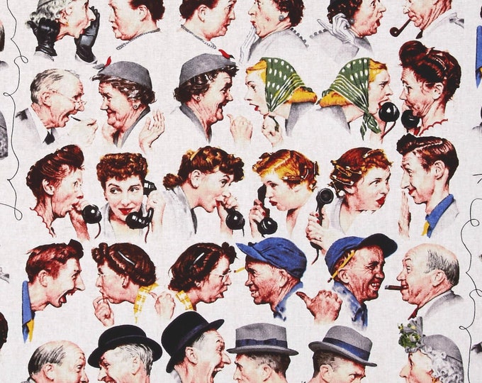 Springs Creative Saturday Evening Post Gossip Train Multi Premium Quality 100% Cotton Fabric (SC1001)
