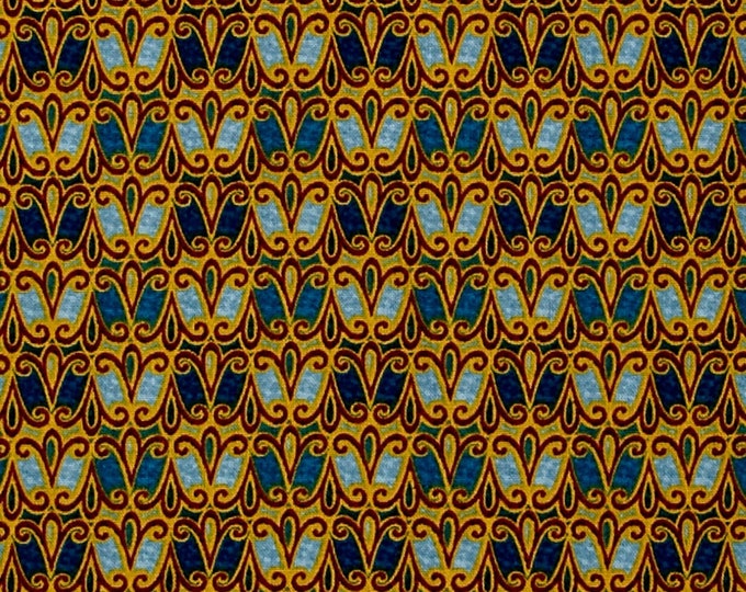 Quilting Treasures Splendid Swans Scroll Geo, Denim Premium Quality 100% Cotton Fabric (QT1217KK)