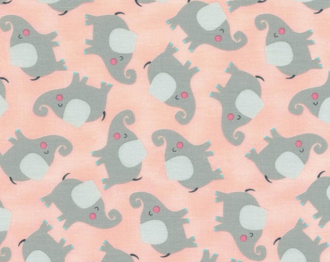 Timeless Treasures Peach Jungle Paradise Happy Elephants Premium Quality 100% Cotton Fabric (TT729)