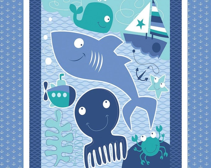Springs Creative Nursery Seawater Friends Fabric by The Panel 100% Cotton Fabric sold by the panel (SC537)