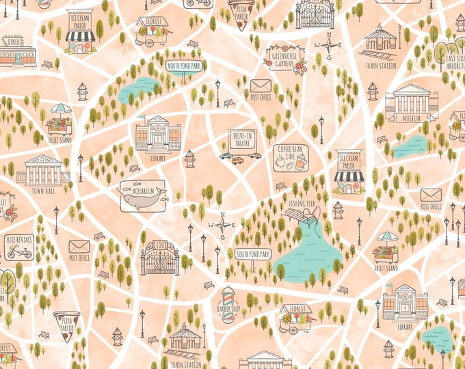 Quilting Treasures Scenic Route Bike Path Pale Apricot, Premium Quality 100% Cotton Fabric (QT911)