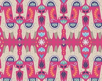Camelot Fabrics Llama Drama Festive Llamas Magenta Premium Quality 100% Cotton Fabric (CA992KK)