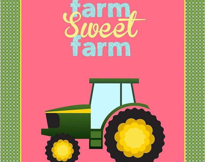 Springs Creative John Deere Floral Farm Sweet Farm With Plaid 36" Panel Multi, 100% cotton 43" wide fabric Sold by the Panel (SC1475)