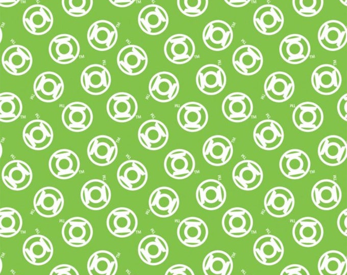 Camelot Fabrics Green Lantern Logo Toss Lime Green Premium Quality 100% Cotton Fabric (CA1437KK)