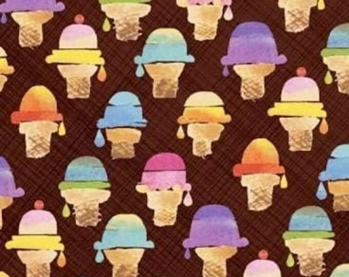 Sweet Treats Ice Cream Brown Premium Quality 100% Cotton Fabric (M49KK)