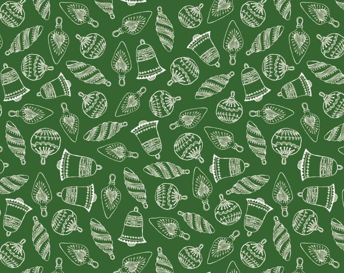 Springs Creative Santa's Stash Green Ornaments Premium Quality 100% Cotton Fabric (SC716)