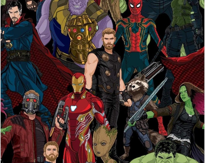 Springs Creative Marvel Avengers Infinity War Universal Characters Packed Multicolor Premium Quality 100% Cotton Fabric (SC1557KK)