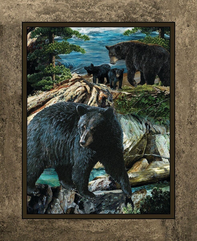 Wild Wings Bear Essense 67516 Bear Panel 100/% cotton fabric panel
