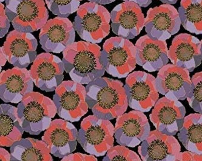 Quilting Treasures Bellisima Packed Floral Poppies Black Premium Quality 100% Cotton Fabric (QT529AA)