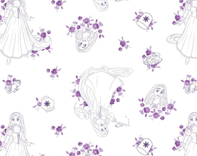 Camelot Fabrics Disney Forever Princess Rapunzel Toile in Purple Premium Quality 100% Cotton Fabric (CA1030)