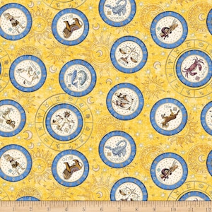 Quilting Treasure Intergalactic Zodiac Medallions Sun Premium Quality 100% Cotton Fabric (QT759)