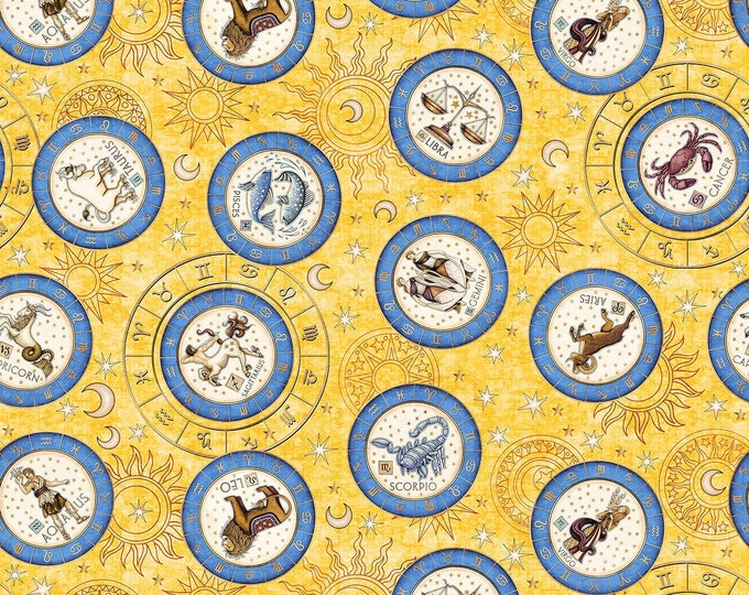 Quilting Treasure Intergalactic Zodiac Medallions Sun Premium Quality 100% Cotton Fabric (QT759)