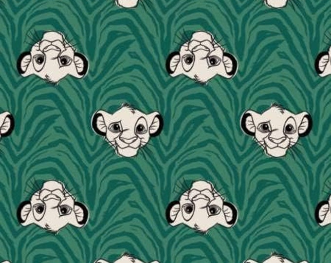 Camelot Fabrics Disney Cute & Wild Simba Zebra Print Green Premium Quality 100% Cotton Fabric (CA483KK)