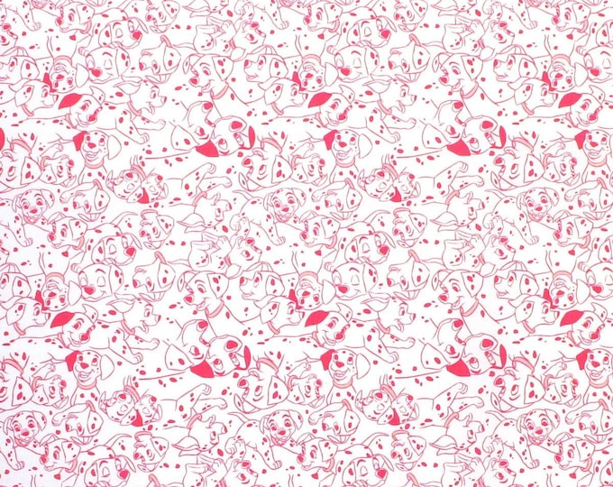Camelot Fabrics 101 Dalmations Dalmatian Dots Pink Premium Quality 100% Cotton Fabric (CA1197)