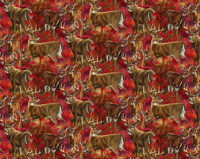 Springs Creative Wild Wings Amongst The Shadows Deer Scenic Premium Quality 100% Cotton Fabric (SC88)