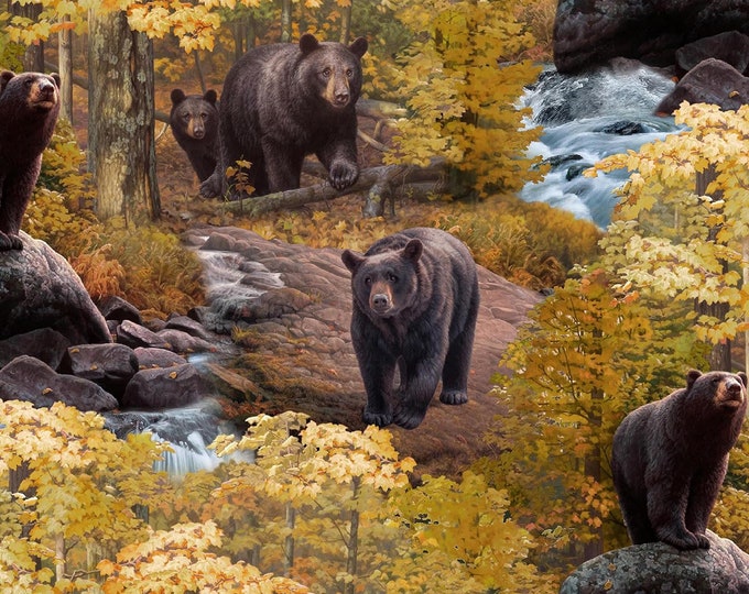 Elizabeth's Studio Ursus Americanus Main Multi Premium Quality 100% Cotton Fabric (ES282)