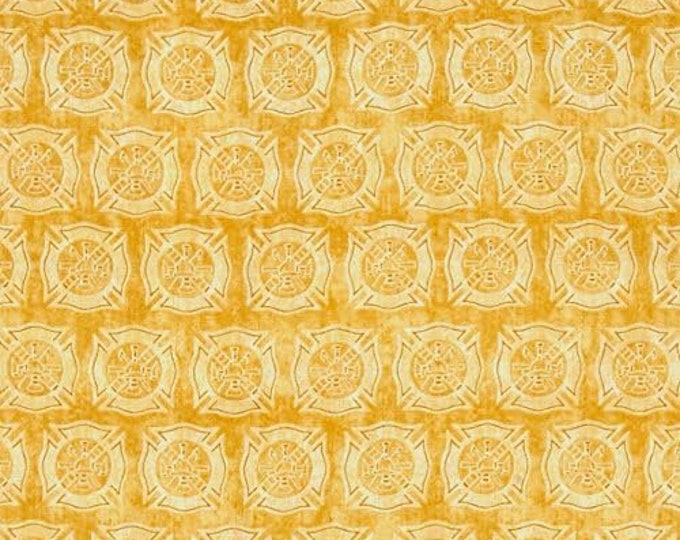 Quilting Treasures 5 Alarm FD Shields Tonal Gold Premium Quality 100% Cotton Fabric (QT1212KK)