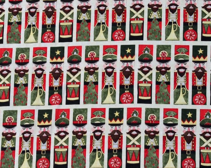 Springs Creative Nutcracker Christmas Fabric Soldier Holidays Stripe Premium Quality 100% Cotton Fabric (SC1544BB)