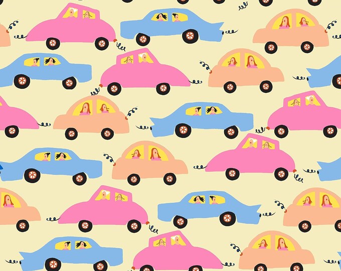 Quilting Treasures City Gals Cars Yellow Premium Quality 100% Cotton Fabric (QT1247KK)