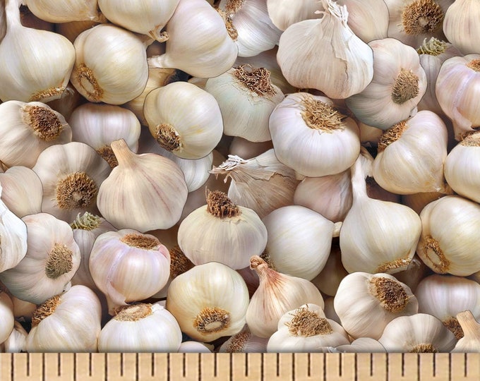 Elizabeth's Studio Food Festival Garlic White Premium Quality 100% Cotton Fabric (ES469)