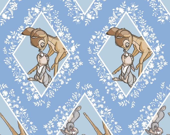 Camelot Fabrics Disney Bambi Fabric Diamonds in Marina Premium Quality 100% Cotton Fabric (CA303)
