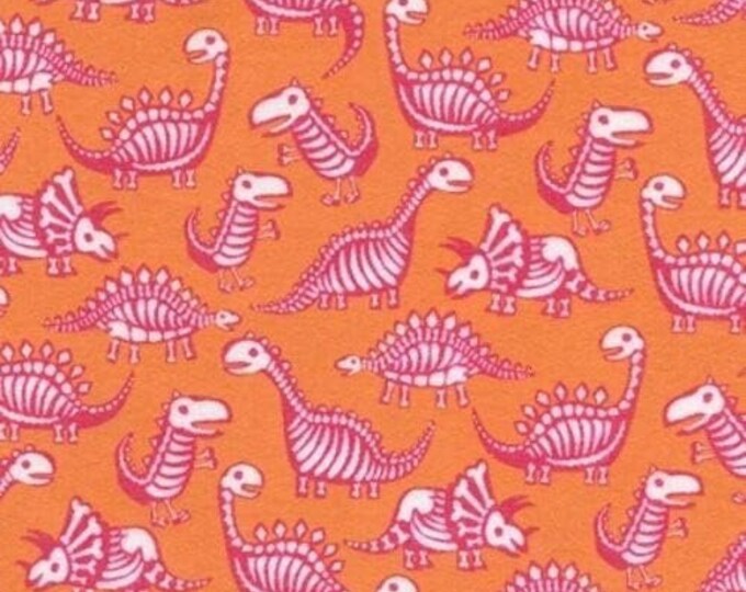 Timeless Treasures Dino Flannel Orange Premium Quality 100% Cotton Fabric (TT455)