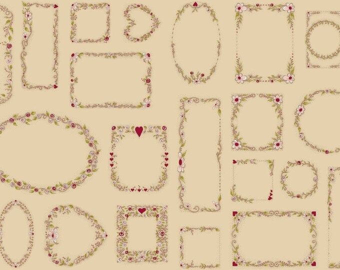 La Vie Belle Cream Floral Premium Quality 100% Cotton Sold By The Yard. (BQ51)
