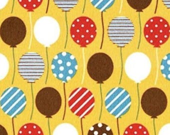 Timeless Treasures Urban Flotologie Balloons Yellow Flannel Premium Quality 100% Cotton Fabric (TT654M)