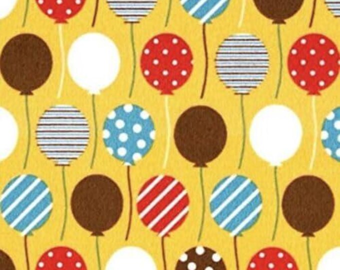 Timeless Treasures Urban Flotologie Balloons Yellow Flannel Premium Quality 100% Cotton Fabric (TT654M)