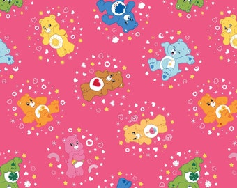 Camelot Fabrics Care Bear Belly Badge in Hot Pink Premium Quality 100% Cotton Fabric (CA629)