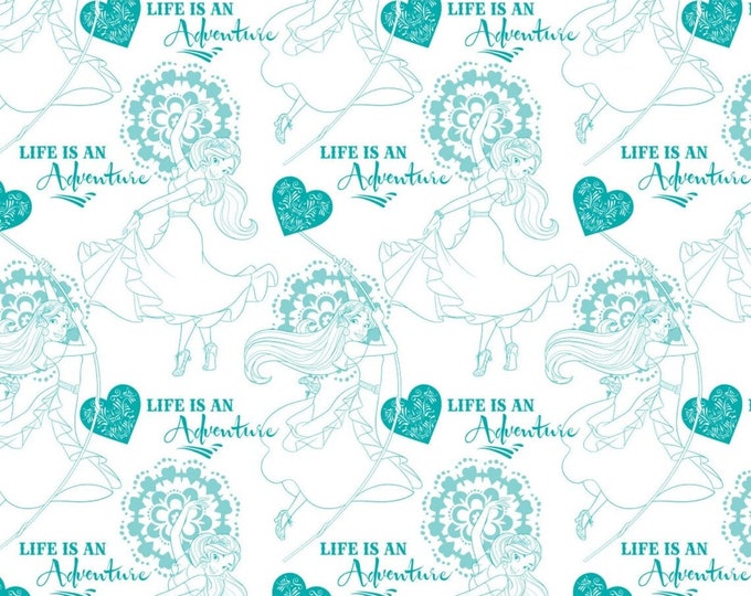 Camelot Fabrics Disney Fabric Elena of Avalor Fabric Banderines in White Premium Quality 100% Cotton Fabric (CA138)