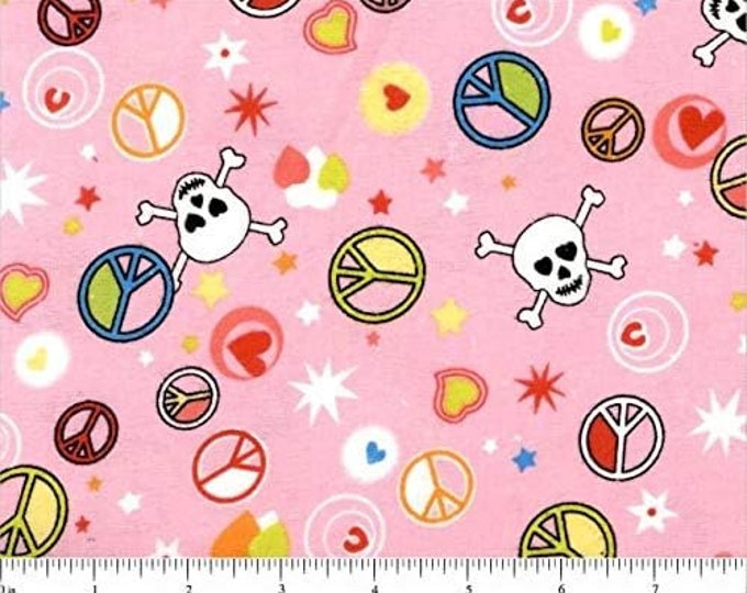 Marcus Fabrics Flannel Prints Peace Sign Premium Quality 100% Cotton Fabric (M642)