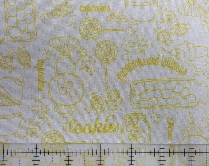 Quilting Treasures Gumdrops & Lollipops SWEETSHOPPE Toile Yellow Premium Quality 100% Cotton Fabric (QT270)
