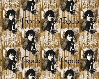 Camelot Fabrics Lord of The Rings Frodo, Brown Premium Quality 100% Cotton Fabric (CA612)